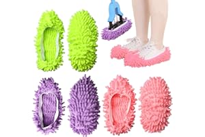 pengxiaomei 3 Pairs/ 6PCS Mop Slippers, Microfiber Dust Mop Shoes Multifunction Floor Cleaning Shoe Covers Hair Cleaner Foot Socks Caps