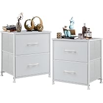 EKNKOZY Nachttisch Kommode 2er Set Mit 2 Stoffschubladen – Platzsparend, Stahlrahmen, 40x30x52 Cm, Für Schlafzimmer & Flur