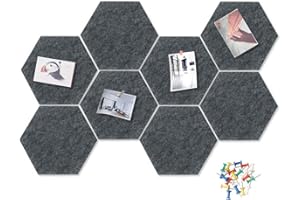 ‎HYFANSTR HyFanStr 8 Stück Filz Pinnwand Korkplatte, Selbstklebende Sechseckige Korkplatte selbstklebende DIY für Foto Hängen, Bulletin Tafeln Heimdekoration und Büro Memoranduma