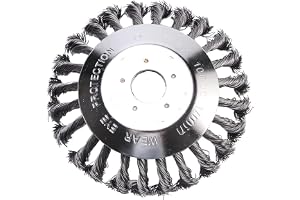 YUET 15 cm grästrimmer huvud trädgårdstrimmer trådborste massivt stål hjul ogräs rakhyvlar snö ö plogrep gräsklippare för gräsmatta roterande ersättningsverktyg (6 tum)