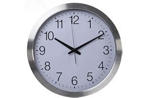 Perel Orologio da parete, rotondo, analogico, 40 cm, controllo DCF, alluminio, argento