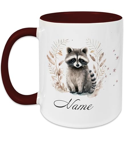Luxshiny Waschbär Tasse Aus Keramik – Handgefertigt, Spülmaschinen- & Mikrowellengeeignet – Süßes Geschenk