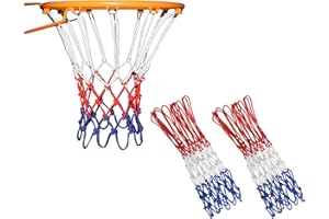 SHULLIN 2 Stück Nylon Basketball Ersatz Netz Hochleistungs Basketballnetze Alle Wetter Ballnetz Profi Basketball Netz Universal strapazierfähig 3 mm für Standard-Basketballkorb 12 Loch Ersatznetz