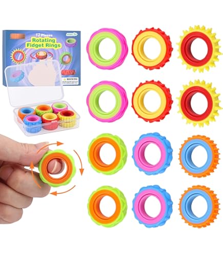 Fidget Ring Set 8-teilig - Anti-Stress Ringe Mit Akupressur Für Erwachsene & Kinder