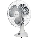 amazon basics 16-Inch Table Fan | Tilting Head | 1400 RPM | Silent Operation | 400mm Sweep Length (Grey)