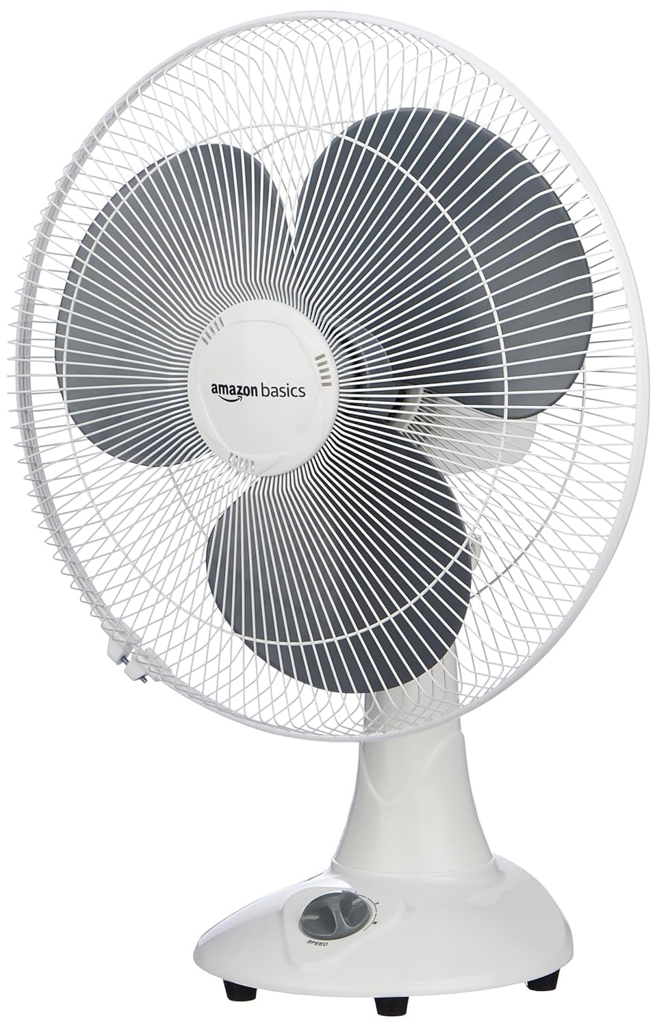 amazon basics 16-Inch Table Fan | Tilting Head | 1400 RPM | Silent Operation | 400mm Sweep Length (Grey)
