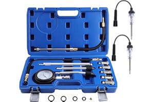 WiMas 13PCS Amélioré Moteur Testeur de Compression, Automotive Coffret Testeur de Compression Compressiometre Moteur Compressiometre Essence Coffret de Compressiomètre avec Testeur de Bougies