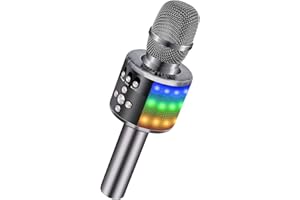BONAOK Karaoke Mikrofon Kinder, Sing Mikrofon Für Kinder,Heim KTV Bluetooth Karaoke Maschine,Tragbarer Kinder Karaoke Mikrofon Maschinen,Party Lautsprecher für Smartphone PC(Q78 Weltraum Grau)