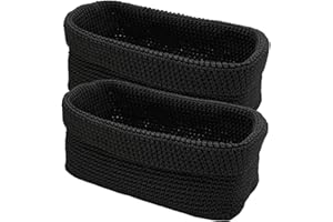 Nexum 2stk Aufbewahrungskorb Bad Häkelkorb 29x15x18.5cm Schwarz Korb für Gästehandtücher Körbchen Aufbewahrung für Küche, Bad, Regale, Brot, Kosmetik Organizer Box (Schwarz-L)