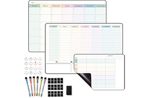 MCCORL Planning Settimana,Calendario magnetico Frigo,pianificatore settimanale,planner familiare, planning mensile,pianificatore di menu/pasto cancellabile-in francese