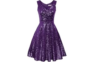 GRACE KARIN Sequins Club Dress Rockabilly Sleeveless A-line Swing Casual Fancy Dress
