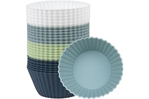 HAPHOME Moules Muffins Silicone Réutilisables Caissettes - 4 Couleurs Lot de 24 Anti-adhésif Moule Cake Sans BPA Cupcake Tasses de Cuisson en Silicone pour Pâtisseries,Gâteau,Puddings