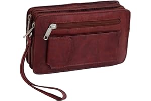 WILD THINGS ONLY !!! Bag Street Leder - Exquisite Leder Herren Handgelenktasche, Herrentasche, Handtasche, Handgepäck-Tasche (Braun - Doppelkammer) - präsentiert von ZMOKA®