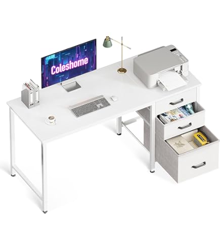 SOLAVERO Bureau Avec Rangement, 100 X 48 Cm Petit Bureau D'Ordinateur Avec Support De Moniteur, Table Informatique Avec Sac De Rangement, Étagères Réglable, Pour Bureaux Et Postes De Travail, Marron