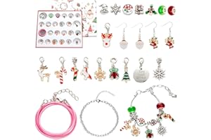 Christmas Jewellery Advent Calendar 2025, Hianjoo 24 Days of Christmas Countdown Calendar DIY Charm Bracelet Making Kit, Xmas Girls Jewelry Gift Set Including Charms Beads, Earrings, Necklace (Silver)