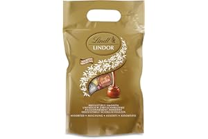 Lindt - Sachet Grand format LINDOR - Assortiment de Chocolats au Lait, Noir 60%, Blanc et Lait-Noisettes - Cœur Fondant, 1kg