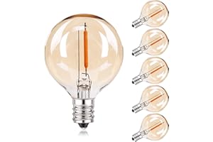 Hcnew G40 małe żarówki LED, 1 W, E12, 220 V, ciepła biel, szkło 2200 K, zamiennik żarówki LED G40, 7 W, żarzące się na imprezę, do ogrodu, na wesele, do dekoracji, łańcuch świetlny, 6 sztuk