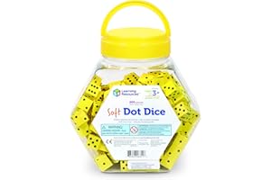 Learning Resources Soft Foam Point Dice Set of 200 in Storage Bucket - Quiet Foam Dice for Math Games, Counting & Probability Exercises, Preschool & Elementary School from 3 Years