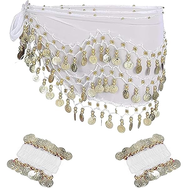 Foulard De Danse Du Ventre Mousseline Rose - Chaîne Hanche Pailletée Pour Spectacles Et Fêtes