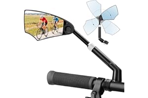 KTUEOV Bike Mirror, 1 Pack Bicycle Mirror 360° Adjustable Bike Mirrors Rear View Handlebar, HD Glass Large Bicycle Mirrors for 20-23mm Handlebars Cycling Mirror for E-Bike Scooters Motorcycle-Left