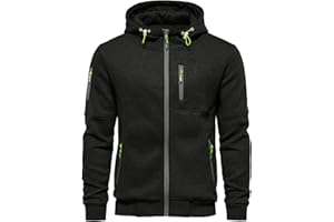 VANVENE Męska bluza z kapturem, kurtka, lekka bluza z długim rękawem, zamek błyskawiczny, sweter