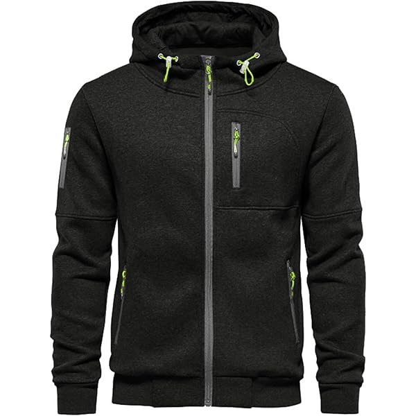 Sweat à Capuche Homme Zippé - Veste De Sport, Plusieurs Poches, Coupe Décontractée