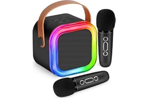 POPTREND Karaoke Machine for Kids Adults,Mini Wireless Karaoke Microphone Portable Bluetooth Speaker Player with Sponge Covers Gifts Toys for Girls 3, 4, 5, 6, 7, 8, 9,10 +Year Old Birthday Home Party (Black)