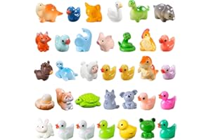 Bzzerumy Juego de 35 minifiguras de animales de resina, animales en miniatura luminosos para acuario, decoraciones de jardín, decoraciones de macetas de bricolaje, diseños variados