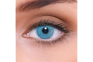‎LENZOTICA LENZOTICA 2 Stück (1 Paar), Sehr stark natürlich deckende blaue Kontaktlinsen farbig NATURAL SAPPHIRE + Behälter, DIA 14.00, ohne Stärke, 0.00 Dioptrien, 3 Monatslinsen, ohne Sehstärke,Soft Lens