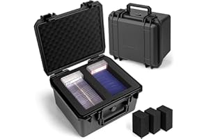 Bheddi Wasserdichte abgestufte Karten-Aufbewahrungsbox, Sportkartenetui kompatibel mit PSA CSG BGS SGC Magnetischer Kartenhalter und Top-Loadern mit zwei individuell abgestuften Kartenhüllenfächern