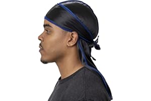 Veeta Superior Silk Durag - Smooth Silk Durag for Men & Women, Long Double Wide Straps, Outside Seam Triple Stitch Du Rag