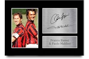 HWC Trading A4 Franco Baresi & Paolo Maldini Associazione Calcio Milan Gifts - Immagine autografata stampata per tifosi e sostenitori, formato A4