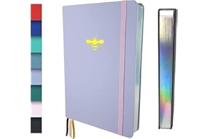 Schloss Planner A5 Bullet Journal | 180 g/m² extra dickes Bambus Papier | 160 Seiten | Gepunktet/Dot Grid | Nachhaltiges Notizbuch/Tagebuch | Silberner Buchschnitt (Biene, Lavendel)