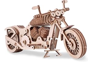 GuDoQi Drewniane puzzle 3D, zestaw modelarski motocykla z silnikiem z gumką, mechaniczny zestaw do budowy drewnianych puzzli, zestaw do majsterkowania, prezent z drewna, dla dorosłych, mężczyzn, młodzieży