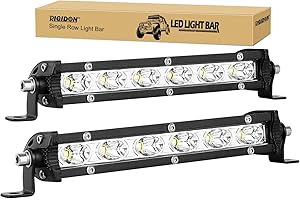 RIGIDON 2 Pcs 7 inch 30W Spot Beam Car Led Light Bar, Single Row Supper Slim Led Lights, 12V 24V Spotlights for Off road Truck SUV UTE ATV 4x4, Waterproof Driving Work Lamp, 6000K White Fog Lamp