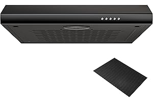 FIREGAS Dunstabzugshaube 60 cm unterbau, 3 Leistungsstufen, Unterbauhaube, mit Knopfdruck-Design, kompatibel mit Kohlenstofffilter-Schaum zur vollständigen Absorption von Öl und Fett, Schwarz