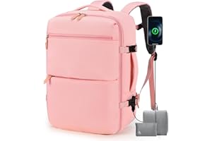 BAGROUPS Plecak Bagażu Podręcznego 45x36x20 do Easyjet 32L Duży Plecak Samolot 15,6-calowy Plecaks na Laptopa Podróżny z Gniazdem Ładowania USB Rozszerzalny Plecaks Szkolny dla Mężczyzn Kobiet Różowy