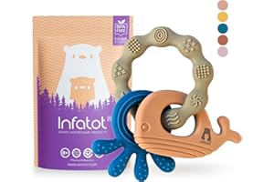 Infatot® Silicone Teether Toys for Babies 0-6 Months – Whale Octo – Baby Teething Toy Soothers & Teethers, Chew Toy for Newborns, BPA-Free Sensory Baby Toy – Cobalt