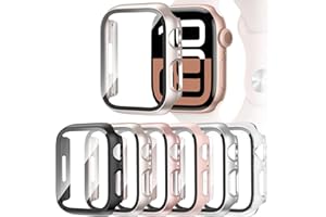 PWJCLT [6 Pack Hard Case Compatible for Apple Watch Series 11 Series 10 42mm with Tempered Glass Screen Protector, Ultra-Thin Shockproof Overall Protective Cover for iWatch