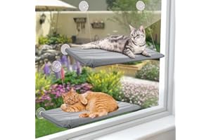 AKOLAFE 2 Pack Cat Window Hammock Bed 55x35cm Cat Window Bed Dark Grey Wall Hammock Perch for Indoor Cats, Large Cats Beds for Windows and Wall