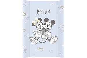 LITTLE POPPETS & CO Little Poppets Deluxe Unisex Wedge Anti Roll Nappy Baby Changing Mat with Curved Sides - Disney Minnie & Mickey Mouse, White
