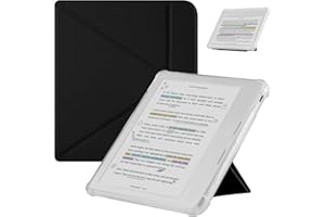 HGWALP Coque pour Kobo Libra Color (2024)/Kobo Libra 2 (2021) 7 Pouces eReaders, Étui arrière en TPU Transparente et Souple avec Fonction de réveil/Sommeil Automatique et Fonction Debout-Noir