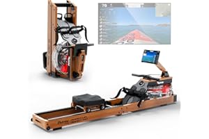 PASYOU Máquina de Remo para casa de Roble, Plegable, con Pantalla Bluetooth, 30 días de membresía Gratuita, con Soporte Ajustable para Tablet 150 kg, PW60