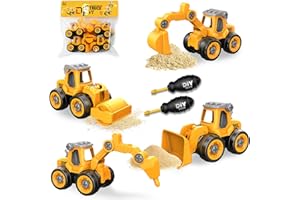 LiRiQi Koparka Zabawka Ciężarówka, 4 w 1 Konstrukcje pojazdu Zabawka Demontaż i montaż, Piasek Plaża Zabawki Ciągnik Budowy, Zabawki Edukacyjne Prezenty dla dziecka 3 4 5 6 lat