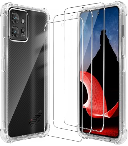WXPPJ Cover per Motorola ThinkPhone Custodia + [1 Pezzi] Pellicola Vetro Temperato, Nero Anti-Caduta Bumper Morbido Silicone TPU Protezione Case per Motorola ThinkPhone (6.60) - Amore Rosa