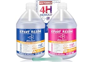 JDiction Fast Curing Epoxy Resin, 4 Hours Demold Upgrade Formula, 1gallon / 3.8L Fast Curing and Bubble Free Epoxy Resin, Crystal Clear Epoxy Resin Kit Self Leveling for Art, Craft, Jewelry Making