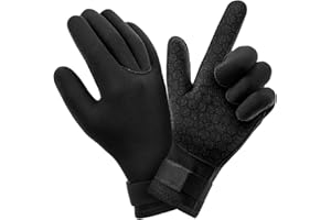 AUAUY Guanti in Neoprene Elastico, 3mm Guanti da Muta Termica, Guanti da Immersione con Polso Elastico e Particelle Antiscivolo, per Immersioni Snorkeling Surf Pagaia Kayak Nuoto