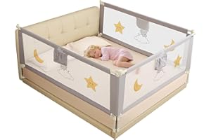 ‎BABYALLY Bettgitter für Kleinkinder, 3 Stück Bettschutzgitter für Kinder Kinderbettgitter Babybettgitter Klappbar, Kinderbett Kinderbettschutzgitter Rausfallschutz Bett - (2X 200 cm + 1x 180 cm) im Bundle