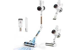 Ufesa Z5 Digital Akku Staubsauger, Selbstladender-Flexibler, 25.9V, LED Touchscreen, 25KPa, 300W, 40 min, Multi-Surface Brush mit Licht, 3 Modi, Zubehör für Teppiche/Hartböden/Auto/Tierhaare