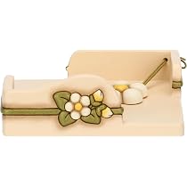 Portabicchieri Doppio THUN In Ceramica - Collezione Country Bloom, Misure 18.5x11.8x9 Cm